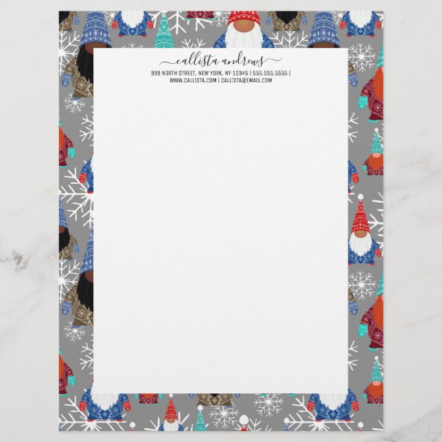 Membrete Patrón de Navidades de Ilustraciones de copo de ni (Anverso)