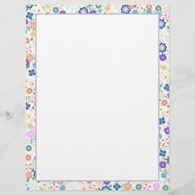 Membrete Patrón Ditsy Floral de color dulce (Anverso)