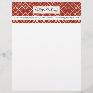 Membrete Patrón geométrico del Art Decó del Rojo Chino Mode