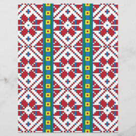 Membrete Patrón geométrico tribal de estrellas rojas, azule