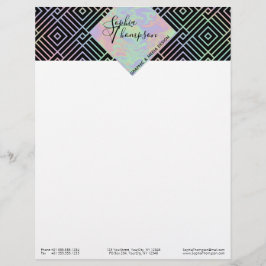 Membrete Patrón simétrico holográfico moderno - Letterhead