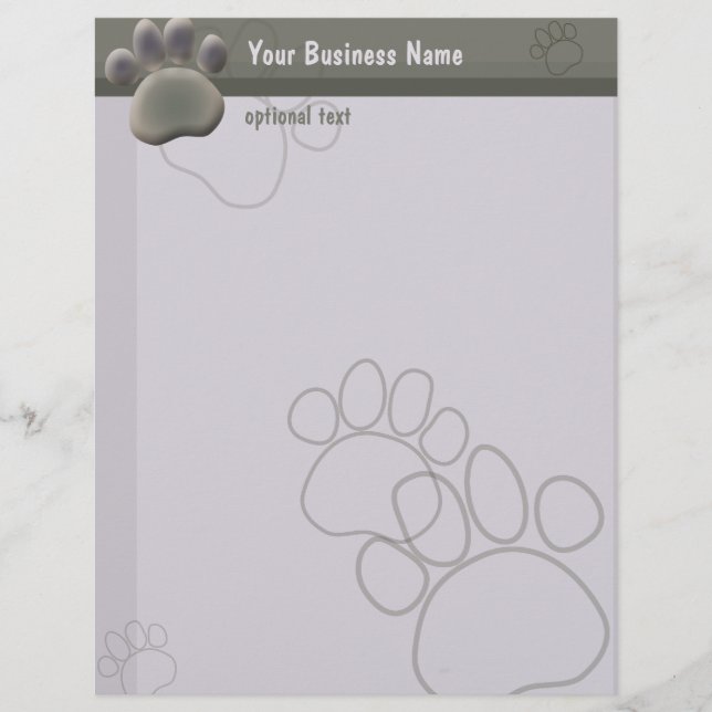 Membrete Paw Tracks Veterinaria de Negocio Letterhead (Anverso)