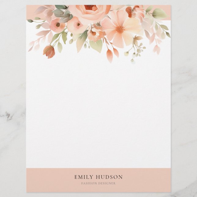 Membrete Peach Boho Floral (Anverso)