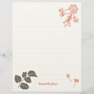Membrete Peachy Pink Oregon Grape Flower Letterhead