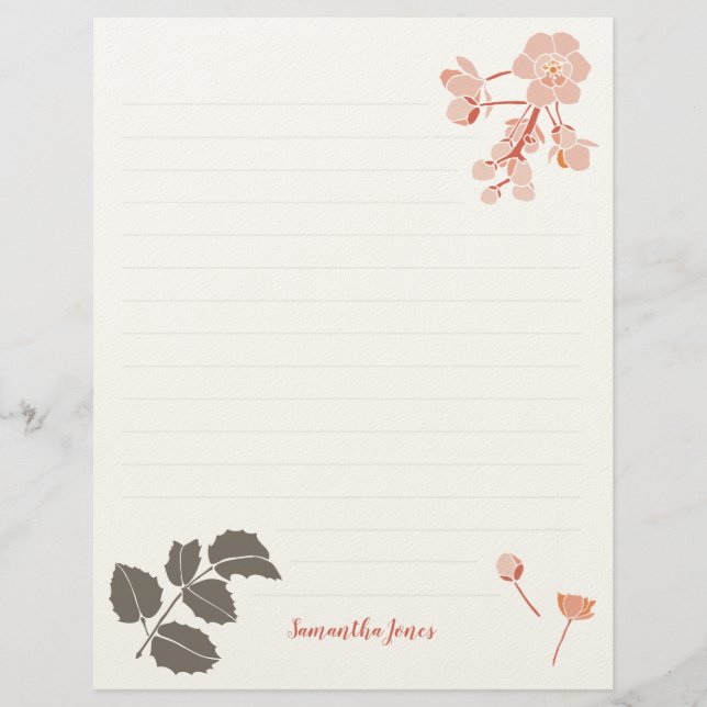 Membrete Peachy Pink Oregon Grape Flower Letterhead (Anverso)