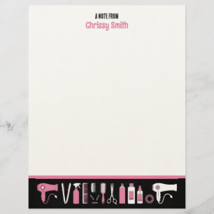 Membrete Peluquera Personalizado Rosa y Negro Peluquera