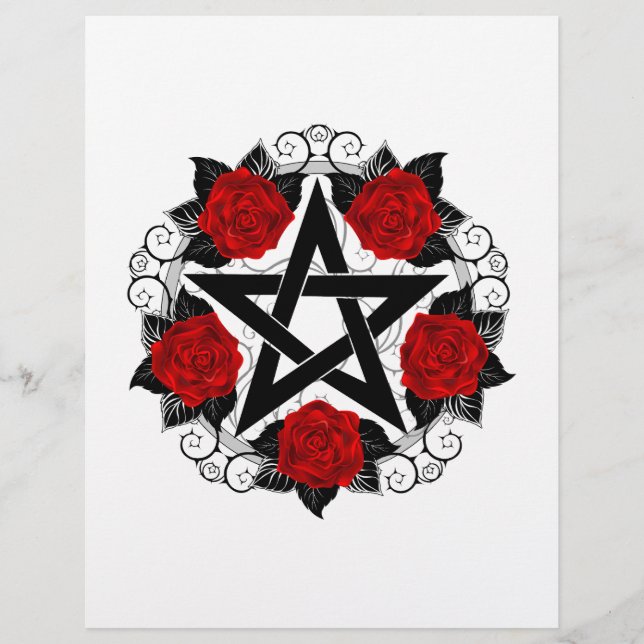 Membrete Pentagram con rosas rojas (Anverso)