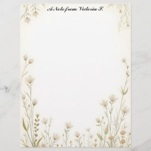Membrete Pequeño país de flores silvestres blancas