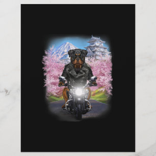 Membrete perro de rottweiler en motocicleta gira sakura jap