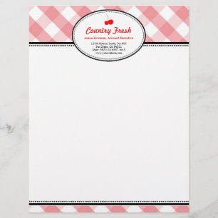 Membrete Persona de cereza roja rústica gingham rosa