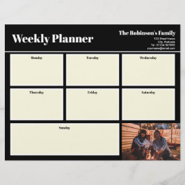Membrete Personaliza tu foto semanal planner Plain Black