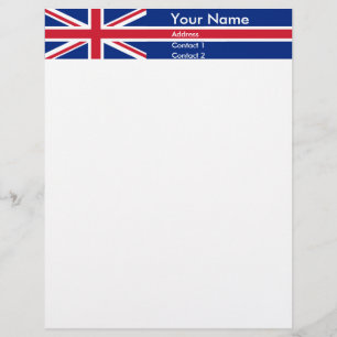Membrete Personalizable personalizado Bandera del Reino Uni
