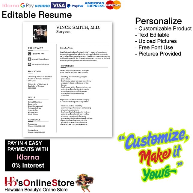 Membrete Personalizable Reanudar plantilla con foto 10 (Customizable Resume Template with Photo Letterhead 10.)