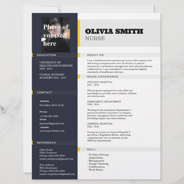 Membrete Personalizable Reanudar plantilla con foto 18 (Anverso)