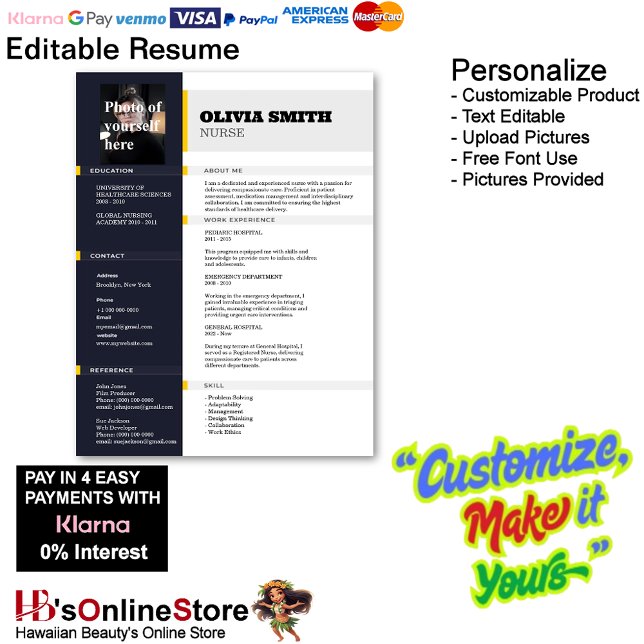 Membrete Personalizable Reanudar plantilla con foto 18 (Customizable Resume Template with Photo Letterhead 18.)