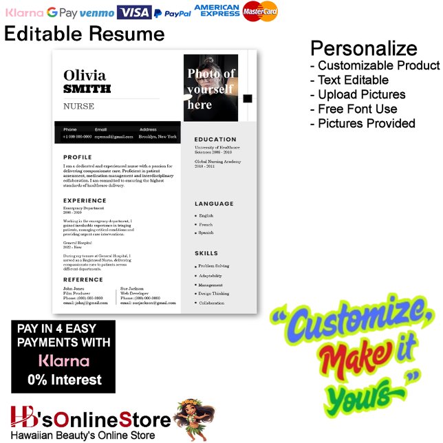 Membrete Personalizable Reanudar plantilla con foto 19 (Customizable Resume Template with Photo Letterhead 19.)
