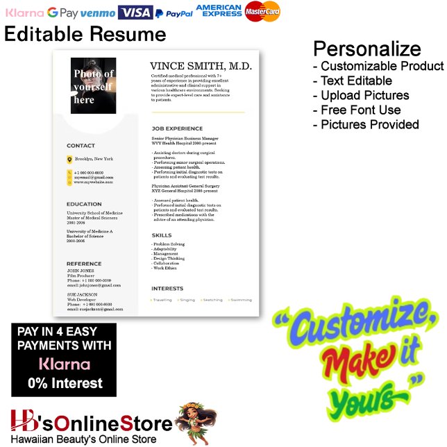 Membrete Personalizable Reanudar plantilla con foto 4 (Customizable Resume Template with Photo Letterhead 4.)