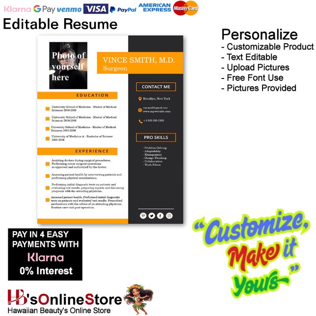 Membrete Personalizable Reanudar plantilla con foto 5 (Customizable Resume Template with Photo Letterhead 5.)
