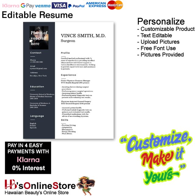 Membrete Personalizable Reanudar plantilla con foto 6 (Customizable Resume Template with Photo Letterhead 6.)