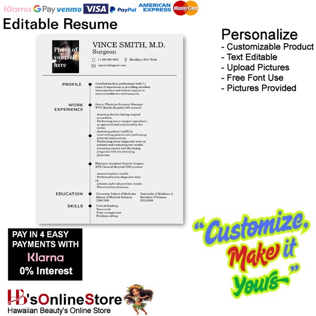 Membrete Personalizable Reanudar plantilla con foto 7 (Customizable Resume Template with Photo Letterhead 7.)
