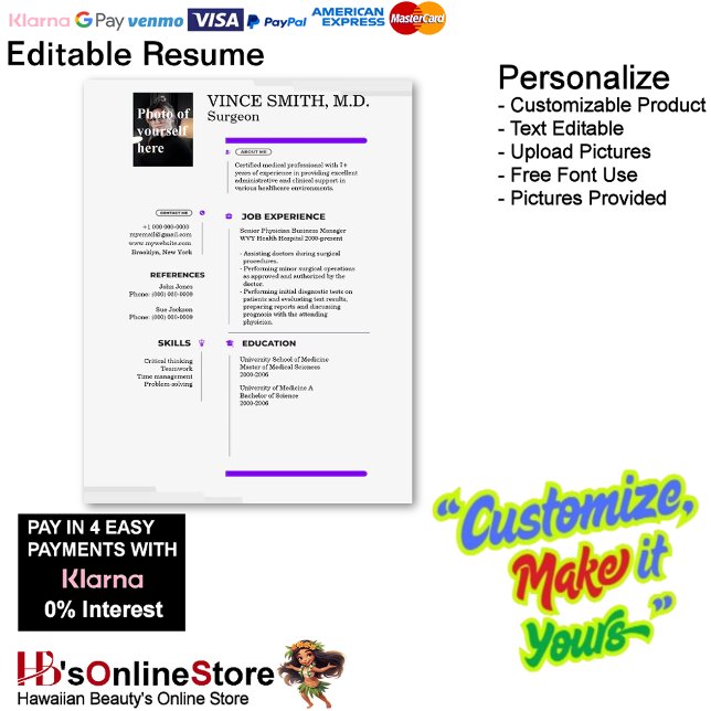 Membrete Personalizable Reanudar plantilla con foto 8 (Customizable Resume Template with Photo Letterhead 8.)
