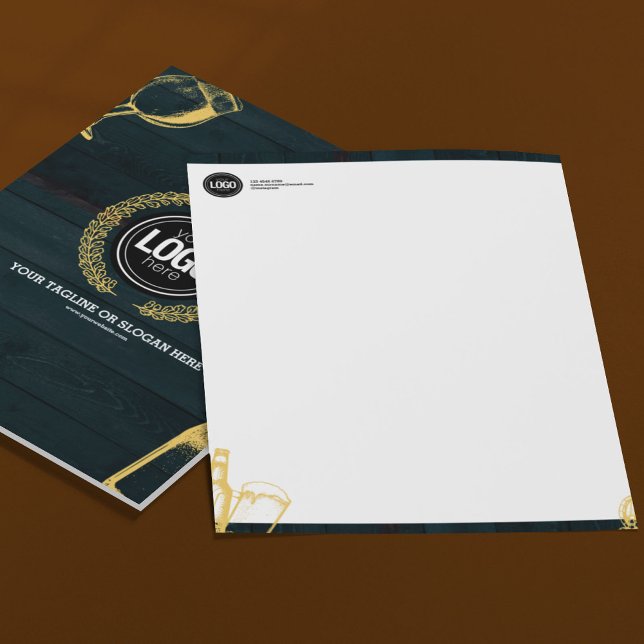 Membrete Personalización de negocios Dark Green Brewery Tem (Subido por el creador)