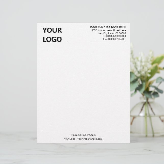 Membrete Personalizado Basic Business Office Letterhead con (Anverso de pie)
