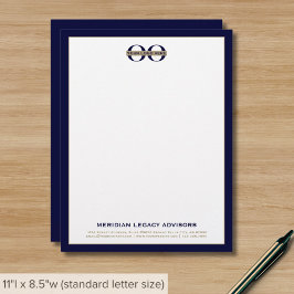 Membrete Personalizado Blue and Gold Business Letterhead co