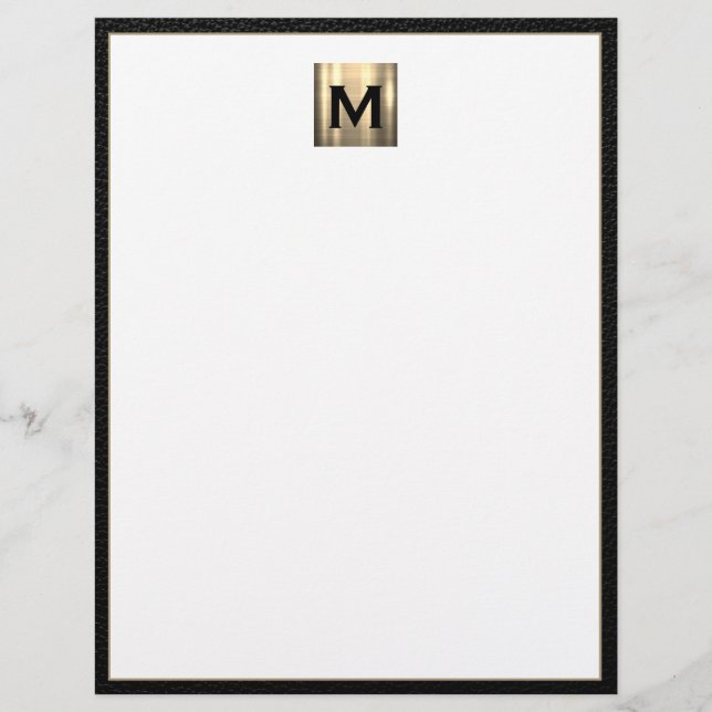 Membrete Personalizado Cepillado Monograma Metalizado Letra (Anverso)