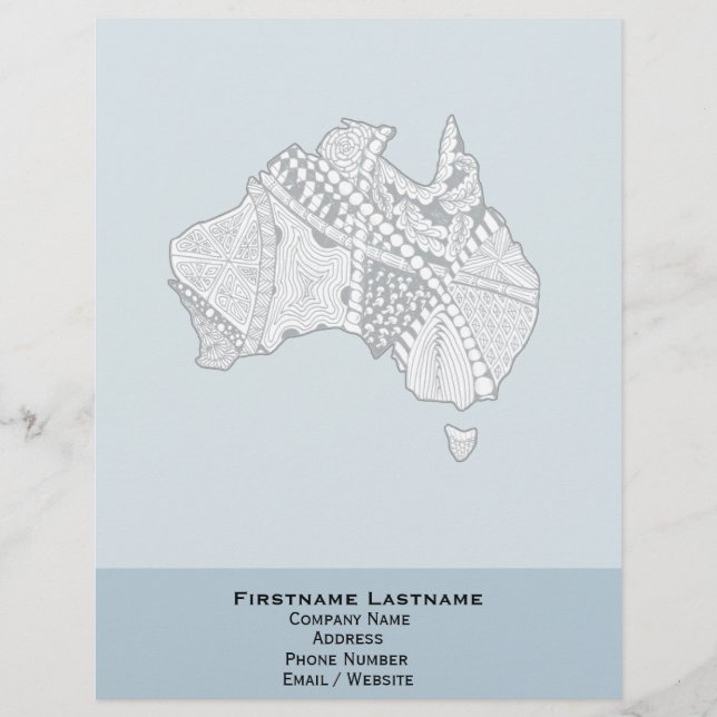 Membrete Personalizado Color Australia Mapa de arte (Anverso)