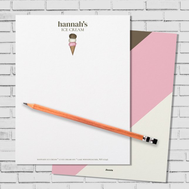 Membrete Personalizado de Crema de Hielo de Estacionamiento (Hannah's Ice Cream custom stationery template. )