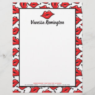 Membrete Personalizado de distribuidor de labios rojos beso