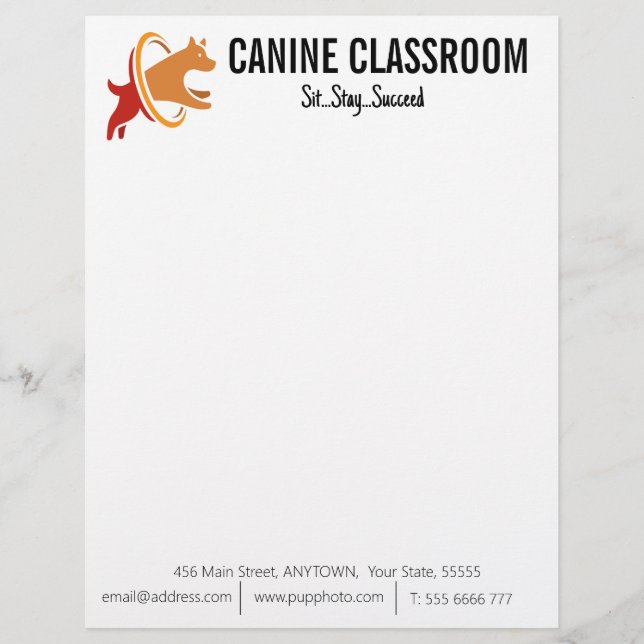 Membrete Personalizado de negocios de Dog Training (Anverso)