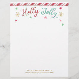 Membrete Personalizado Holly Jolly Navidades Letterhead