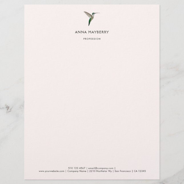 Membrete Personalizado Hummingbird Letterhead (Anverso)