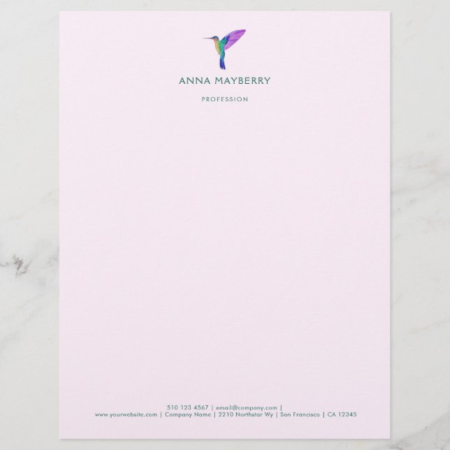 Membrete Personalizado Hummingbird Letterhead (Anverso)