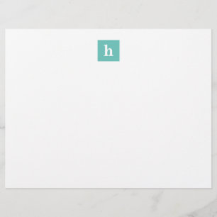 Membrete Personalizado minimalista Monograma Aqua Blue