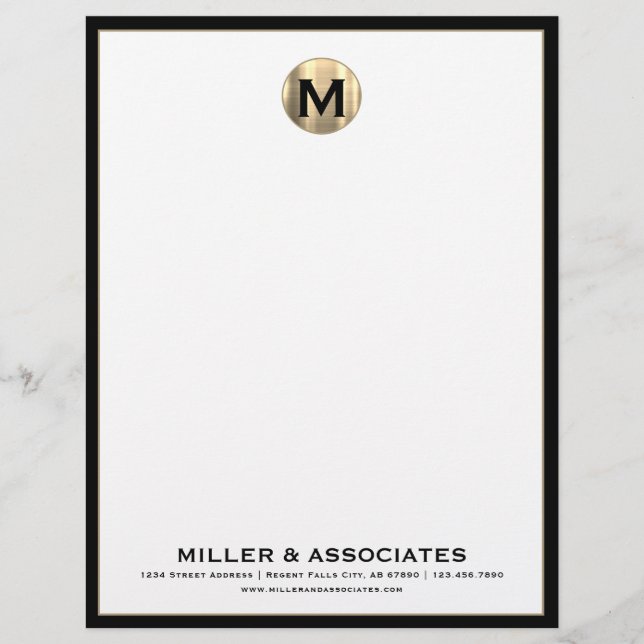 Membrete Personalizado Monograma Business Letterhead (Anverso)