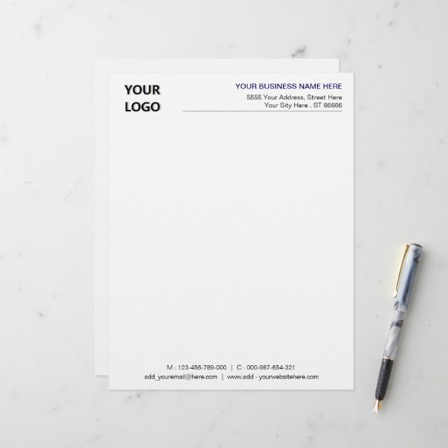 Membrete Personalizado QR Code Business Letterhead con logo (Anverso/Reverso In Situ)