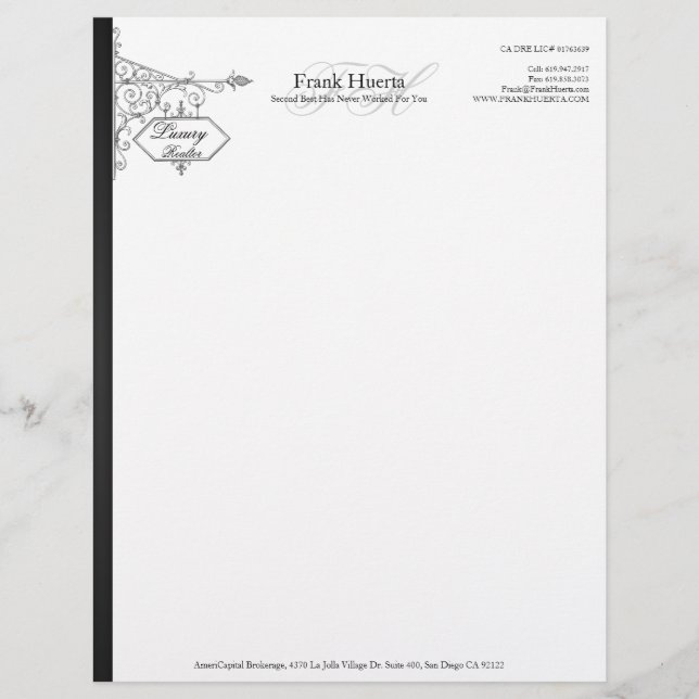 Membrete Personalizado Realtor Business Letterhead V1 (Anverso)