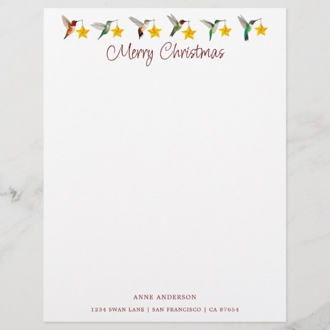 Membrete Personalizado Vacaciones Hummingbirds Letterhead (Anverso)