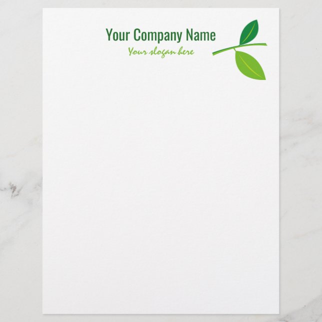 Membrete Personalizado verde del logotipo de la compañía (Anverso)