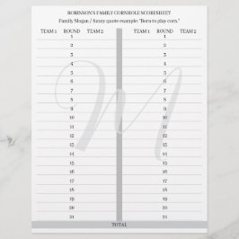 Membrete Personalized Cornhole Game Score Sheets