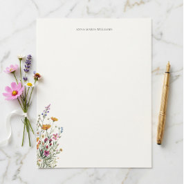 Membrete  Personalized Elegant Chic Floral Letterhead