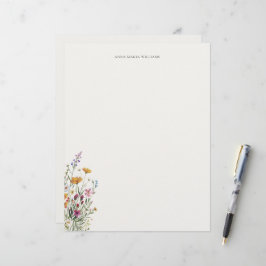 Membrete  Personalized Elegant Chic Floral Letterhead