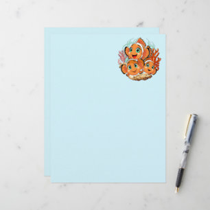 Membrete Pez payaso Dibujo animado lindo Familia Submarino