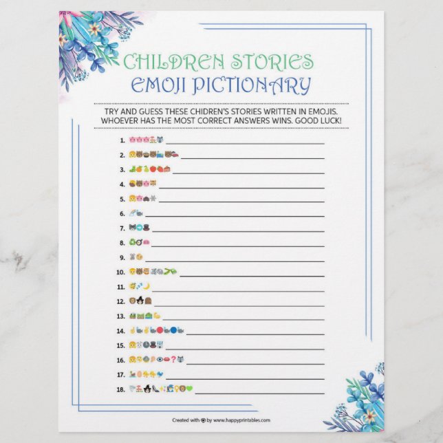 Membrete Piccionario de Emoji de historias infantiles [Flor (Anverso)