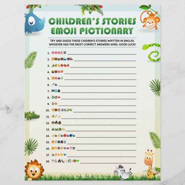 Membrete Piccionario de Emoji de historias infantiles [tema (Anverso)
