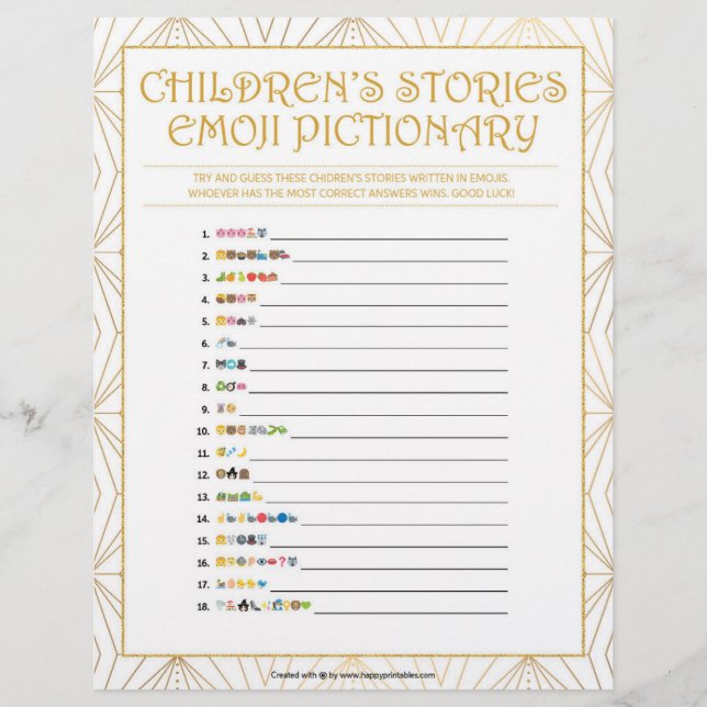 Membrete Piccionario de Emoji de historias para niños [líne (Anverso)