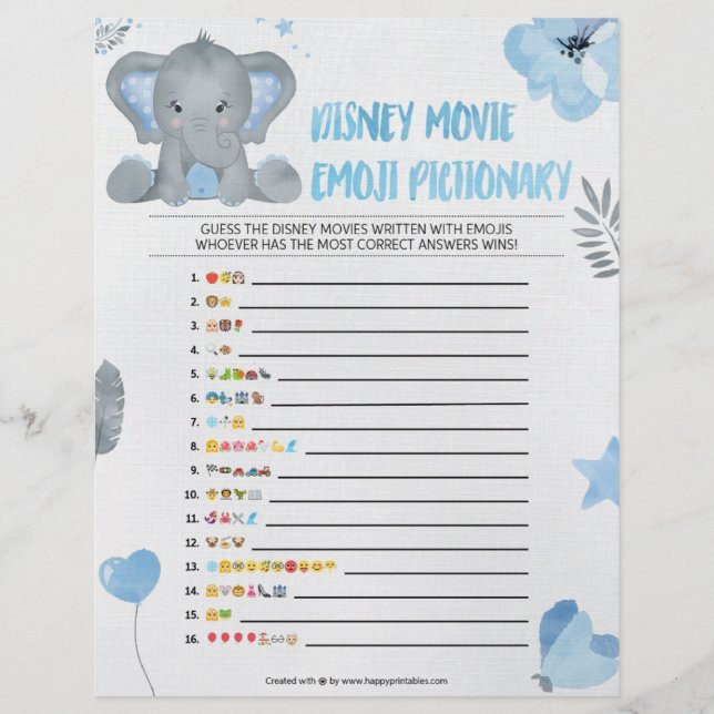 Membrete Piccionario de Emoji del bebé [Elefante del bebé [ (Anverso)